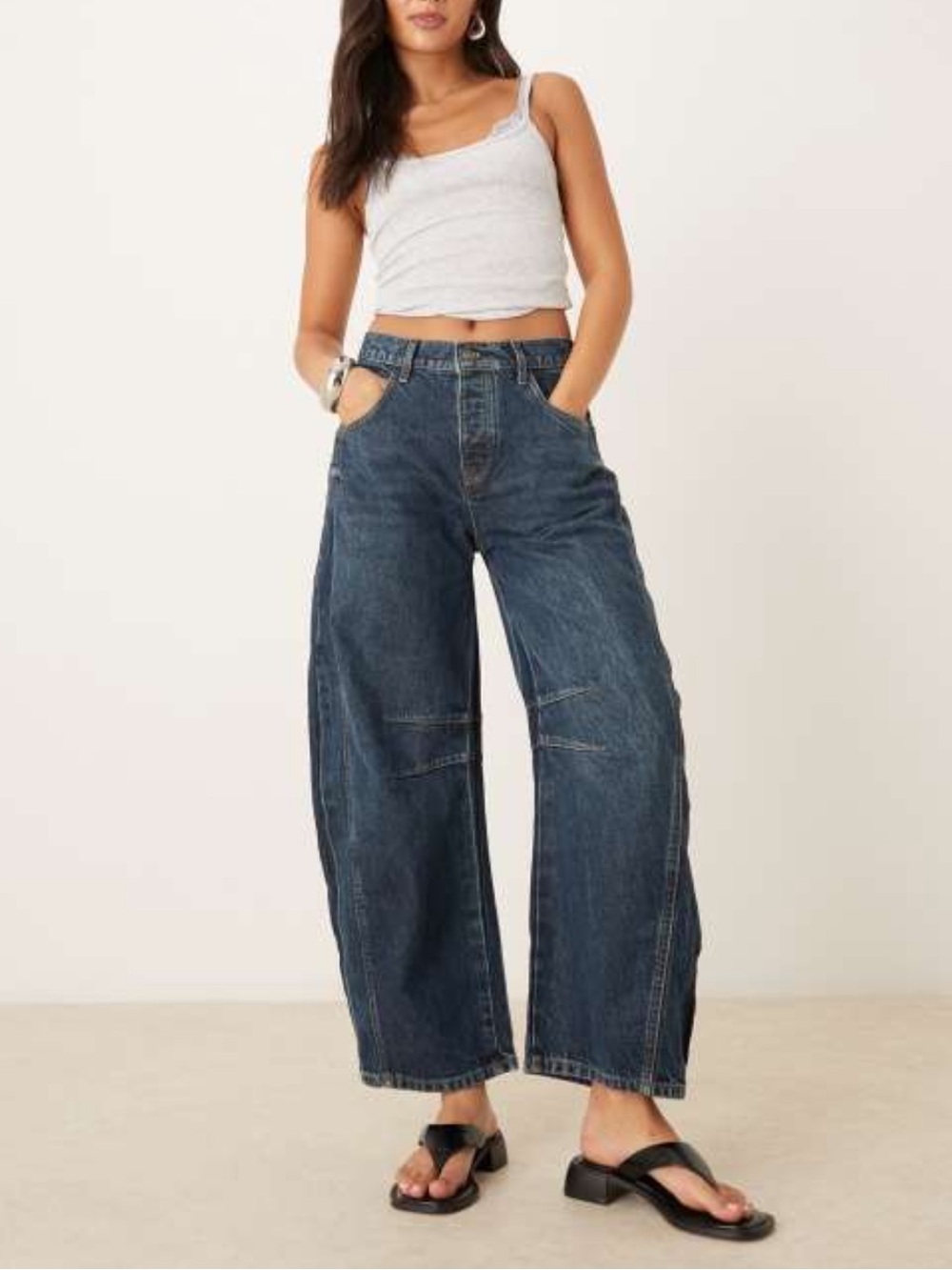 We The Free good luck mid rise barrel wide leg slouchy jeans by Free People 28